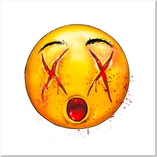 Scary Dizzy Face Emoticon Posters and Art